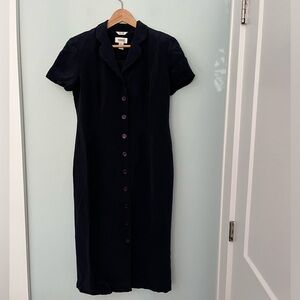 Gorgeous Navy Blue 💯 Silk Vintage Dress